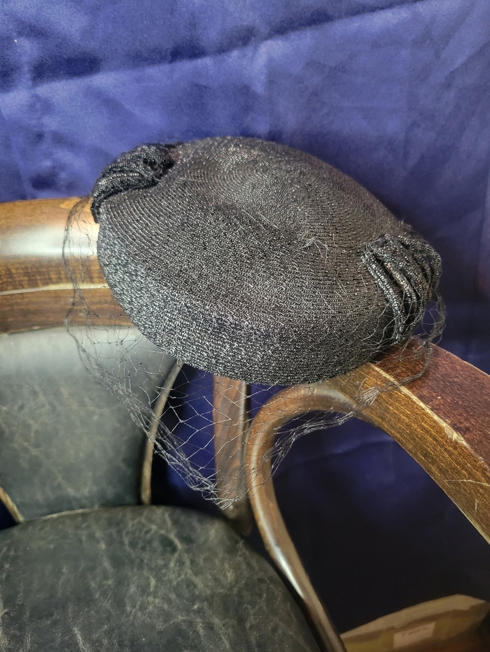 Classic Women's Pillbox Black Hat w/ Veil, Vintage